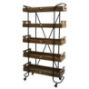 Černý kovový regál na kolečkách s dřevěnými podnosy Cart - 83*34*156cm