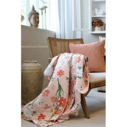 Růžový bavlněný přehoz s květy Aix Quilt Wild Flowers - 130*180 cm