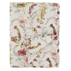 Krémový bavlněný přehoz s květy Aix Quilt Wild Flowers - 130*180 cm