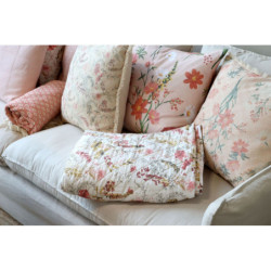 Krémový bavlněný přehoz s květy Aix Quilt Wild Flowers - 130*180 cm