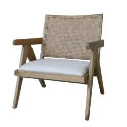Přírodní dřevěné křeslo s výpletem Lounge Wicker - 65*70*77 cm