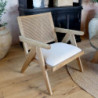 Přírodní dřevěné křeslo s výpletem Lounge Wicker - 65*70*77 cm