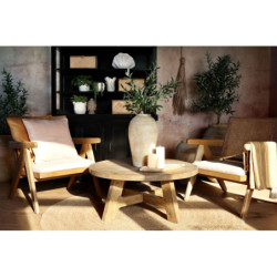 Přírodní dřevěné křeslo s výpletem Lounge Wicker - 65*70*77 cm