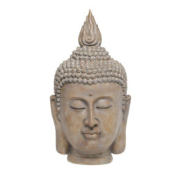Béžová antik dekorace hlava Buddha - 21*22*40 cm