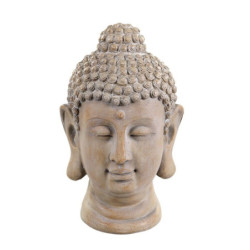 Béžová antik dekorace hlava Buddha - 11*11*19 cm