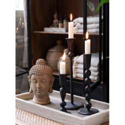 Béžová antik dekorace hlava Buddha - 11*11*19 cm