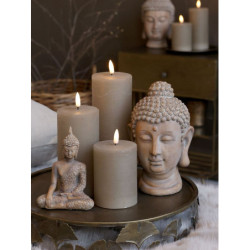 Béžová antik dekorace hlava Buddha - 11*11*19 cm