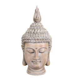 Béžová antik dekorace hlava Buddha - 11*15*28 cm