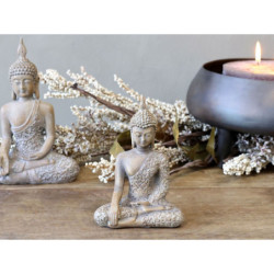 Béžová antik dekorace sedící Buddha - 10*5*13 cm