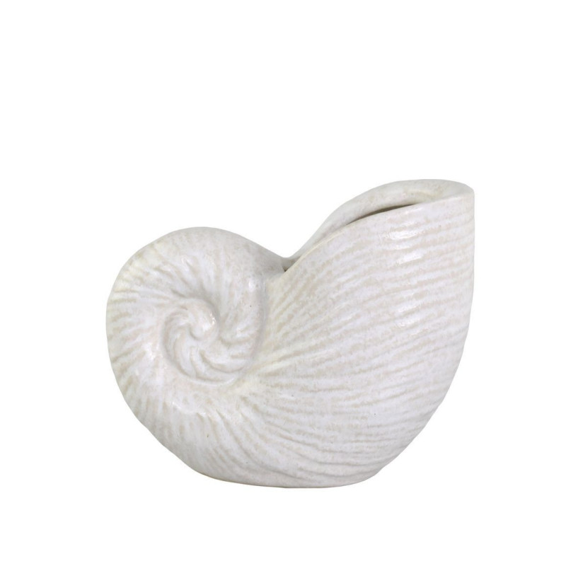 Krémová antik keramická dekorace váza mušle Shells - 17*10*14 cm