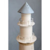 Bílo-modrá kovová dekorace maják s Led Lighthouse - Ø 17*61 cm