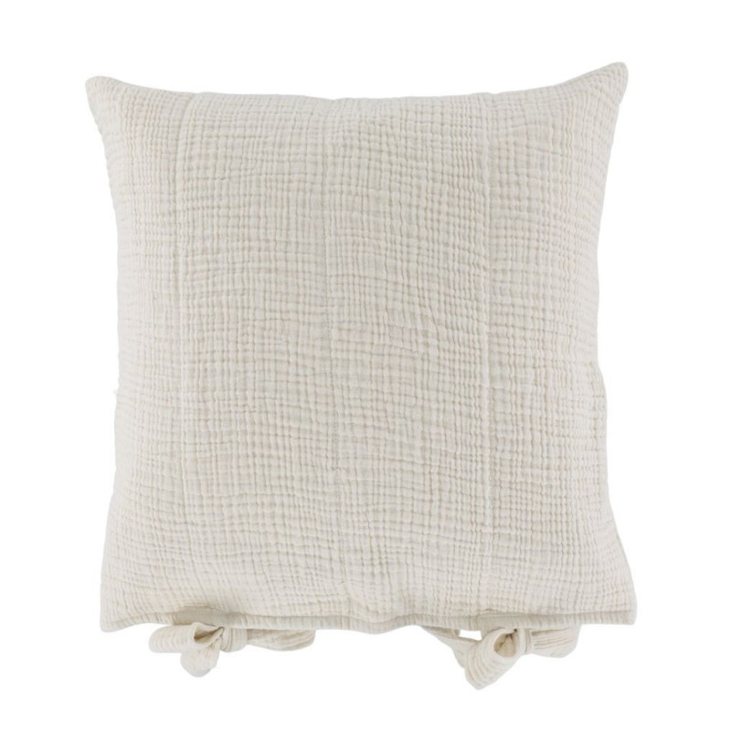Krémový mušelínový povlak na polštář s vázáním Aix - 45*45 cm