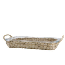 Skleněný pekáč v proutěném košíku Typha - 39*24*5 cm