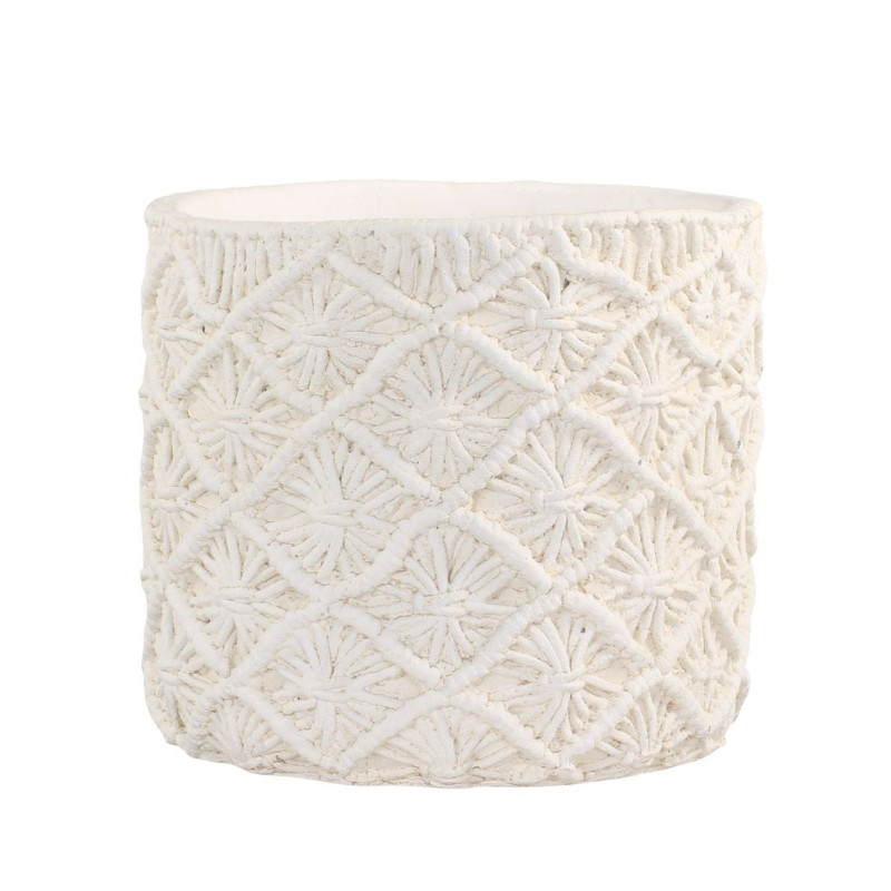 Krémový obal na květináč s pleteným vzorem Corte - Ø 22*21cm
