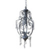 Šedý vintage ručně vyrobený lustr s kamínky Chandelié - 31*52cm/E14/ 60W