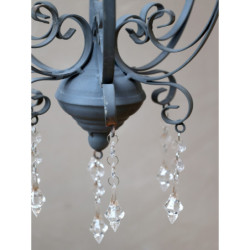 Šedý vintage ručně vyrobený lustr s kamínky Chandelié - 31*52cm/E14/ 60W
