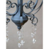 Šedý vintage ručně vyrobený lustr s kamínky Chandelié - 31*52cm/E14/ 60W