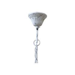Bílý vintage ručně vyrobený lustr s kamínky Chandelié - 14*26cm/E14/ 60W