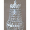 Bílý vintage ručně vyrobený lustr s kamínky Chandelié - 14*26cm/E14/ 60W