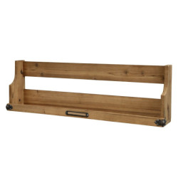 Hnědá antik dřevěná nástěnná polička na kořenky Shalia - 81*13,5*25cm